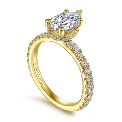 Clearance Gabriel & Co. Alina - 14K Yellow Gold Hidden Halo Pear Shape Diamond Engagement Ring
