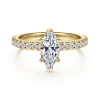 New Gabriel & Co. Alina - 14K Yellow Gold Hidden Halo Marquise Shape Diamond Engagement Ring