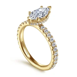 New Gabriel & Co. Alina - 14K Yellow Gold Hidden Halo Marquise Shape Diamond Engagement Ring