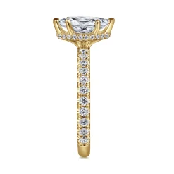New Gabriel & Co. Alina - 14K Yellow Gold Hidden Halo Marquise Shape Diamond Engagement Ring