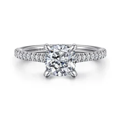 Clearance Gabriel & Co. Aline - 14K White Gold Cushion Cut Diamond Engagement Ring