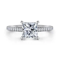 Best Gabriel & Co. Aline - 14K White Gold Princess Cut Diamond Engagement Ring