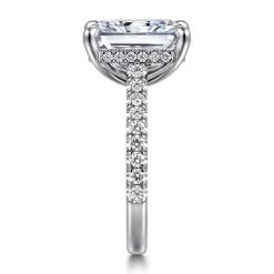 New Gabriel & Co. Aline - 14K White Gold Radiant Cut Diamond Engagement Ring