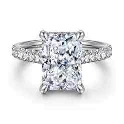 New Gabriel & Co. Aline - 14K White Gold Radiant Cut Diamond Engagement Ring