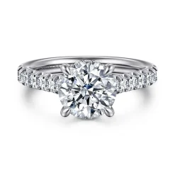 New Gabriel & Co. Aline - 14K White Gold Round Diamond Engagement Ring