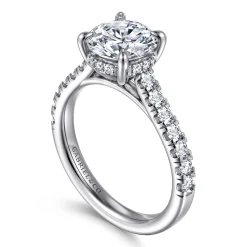 New Gabriel & Co. Aline - 14K White Gold Round Diamond Engagement Ring