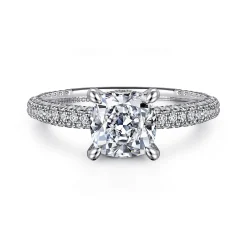 Discount Gabriel & Co. Alinna - 14K White Gold Cushion Cut Diamond Engagement Ring