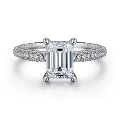 Outlet Gabriel & Co. Alinna - 14K White Gold Emerald Cut Diamond Engagement Ring