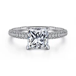 Best Gabriel & Co. Alinna - 14K White Gold Princess Cut Diamond Engagement Ring