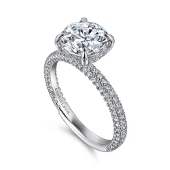 Best Gabriel & Co. Alinna - 14K White Gold Round Pave Diamond Engagement Ring
