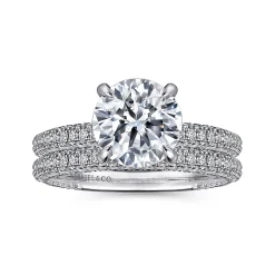 Best Gabriel & Co. Alinna - 14K White Gold Round Pave Diamond Engagement Ring