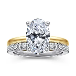 Outlet Gabriel & Co. Aliona - 14K White-Yellow Gold Oval Solitaire Diamond Engagement Ring
