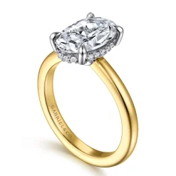 Outlet Gabriel & Co. Aliona - 14K White-Yellow Gold Oval Solitaire Diamond Engagement Ring