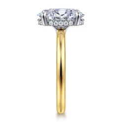 Outlet Gabriel & Co. Aliona - 14K White-Yellow Gold Oval Solitaire Diamond Engagement Ring