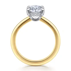Outlet Gabriel & Co. Aliona - 14K White-Yellow Gold Oval Solitaire Diamond Engagement Ring