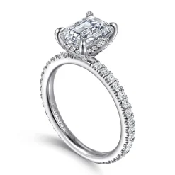 Best Gabriel & Co. Alisa - 14K White Gold Emerald Cut Diamond Engagement Ring