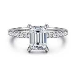 Best Gabriel & Co. Alisa - 14K White Gold Emerald Cut Diamond Engagement Ring