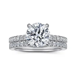Clearance Gabriel & Co. Alisa - 14K White Gold Round Hidden Halo Diamond Engagement Ring