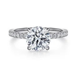Clearance Gabriel & Co. Alisa - 14K White Gold Round Hidden Halo Diamond Engagement Ring