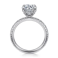 Clearance Gabriel & Co. Alisa - 14K White Gold Round Hidden Halo Diamond Engagement Ring