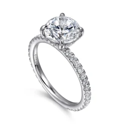Clearance Gabriel & Co. Alisa - 14K White Gold Round Hidden Halo Diamond Engagement Ring