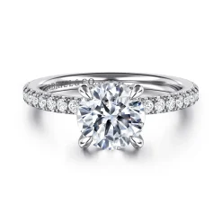 Sale Gabriel & Co. Alisa - 14K White Gold Round Hidden Halo Diamond Engagement Ring