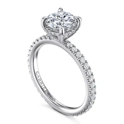 Sale Gabriel & Co. Alisa - 14K White Gold Round Hidden Halo Diamond Engagement Ring