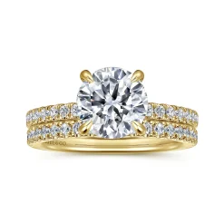 New Gabriel & Co. Alisa - 14K Yellow Gold Round Hidden Halo Diamond Engagement Ring