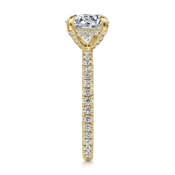 New Gabriel & Co. Alisa - 14K Yellow Gold Round Hidden Halo Diamond Engagement Ring