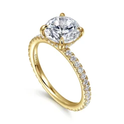 New Gabriel & Co. Alisa - 14K Yellow Gold Round Hidden Halo Diamond Engagement Ring