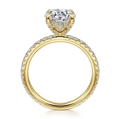 New Gabriel & Co. Alisa - 14K Yellow Gold Round Hidden Halo Diamond Engagement Ring