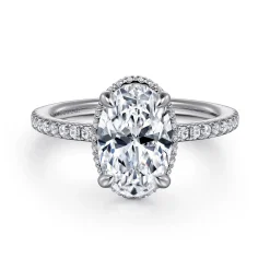 Hot Gabriel & Co. Allesia - 14K White Gold Oval Cut Hidden Halo Diamond Engagement Ring