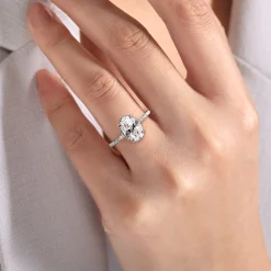 Hot Gabriel & Co. Allesia - 14K White Gold Oval Cut Hidden Halo Diamond Engagement Ring