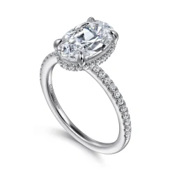 Hot Gabriel & Co. Allesia - 14K White Gold Oval Cut Hidden Halo Diamond Engagement Ring