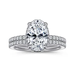 Hot Gabriel & Co. Allesia - 14K White Gold Oval Cut Hidden Halo Diamond Engagement Ring
