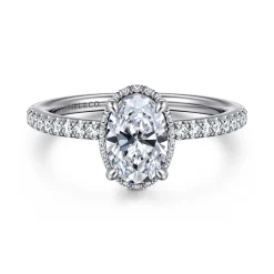 Sale Gabriel & Co. Allesia - 14K White Gold Oval Cut Hidden Halo Diamond Engagement Ring