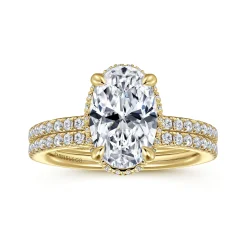 Outlet Gabriel & Co. Allesia - 14K Yellow Gold Oval Cut Hidden Halo Diamond Engagement Ring