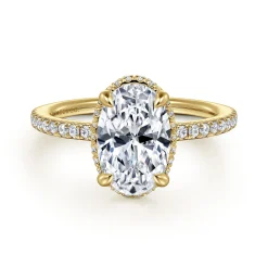 Outlet Gabriel & Co. Allesia - 14K Yellow Gold Oval Cut Hidden Halo Diamond Engagement Ring
