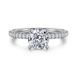 Hot Gabriel & Co. Allison - 14K White Gold Cushion Hidden Halo Diamond Engagement Ring