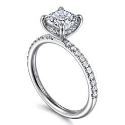 Hot Gabriel & Co. Allison - 14K White Gold Cushion Hidden Halo Diamond Engagement Ring