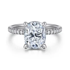Sale Gabriel & Co. Allison - 14K White Gold Elongated Cushion Hidden Halo Diamond and Engagement Ring