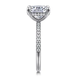Sale Gabriel & Co. Allison - 14K White Gold Elongated Cushion Hidden Halo Diamond and Engagement Ring