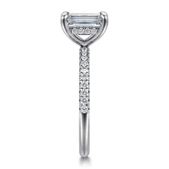 Best Gabriel & Co. Allison - 14K White Gold Emerald Cut Hidden Halo Diamond Engagement Ring