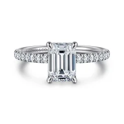 Best Gabriel & Co. Allison - 14K White Gold Emerald Cut Hidden Halo Diamond Engagement Ring
