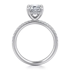 New Gabriel & Co. Allison - 14K White Gold Emerald Cut Hidden Halo Diamond Engagement Ring