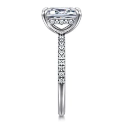 New Gabriel & Co. Allison - 14K White Gold Emerald Cut Hidden Halo Diamond Engagement Ring