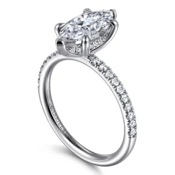 Hot Gabriel & Co. Allison - 14K White Gold Marquise Shape Hidden Halo Diamond Engagement Ring