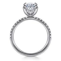 Hot Gabriel & Co. Allison - 14K White Gold Oval Hidden Halo Diamond and Engagement Ring