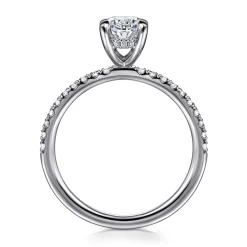 New Gabriel & Co. Allison - 14K White Gold Oval Hidden Halo Diamond and Engagement Ring