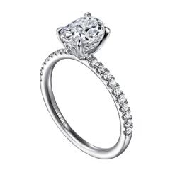 New Gabriel & Co. Allison - 14K White Gold Oval Hidden Halo Diamond and Engagement Ring
